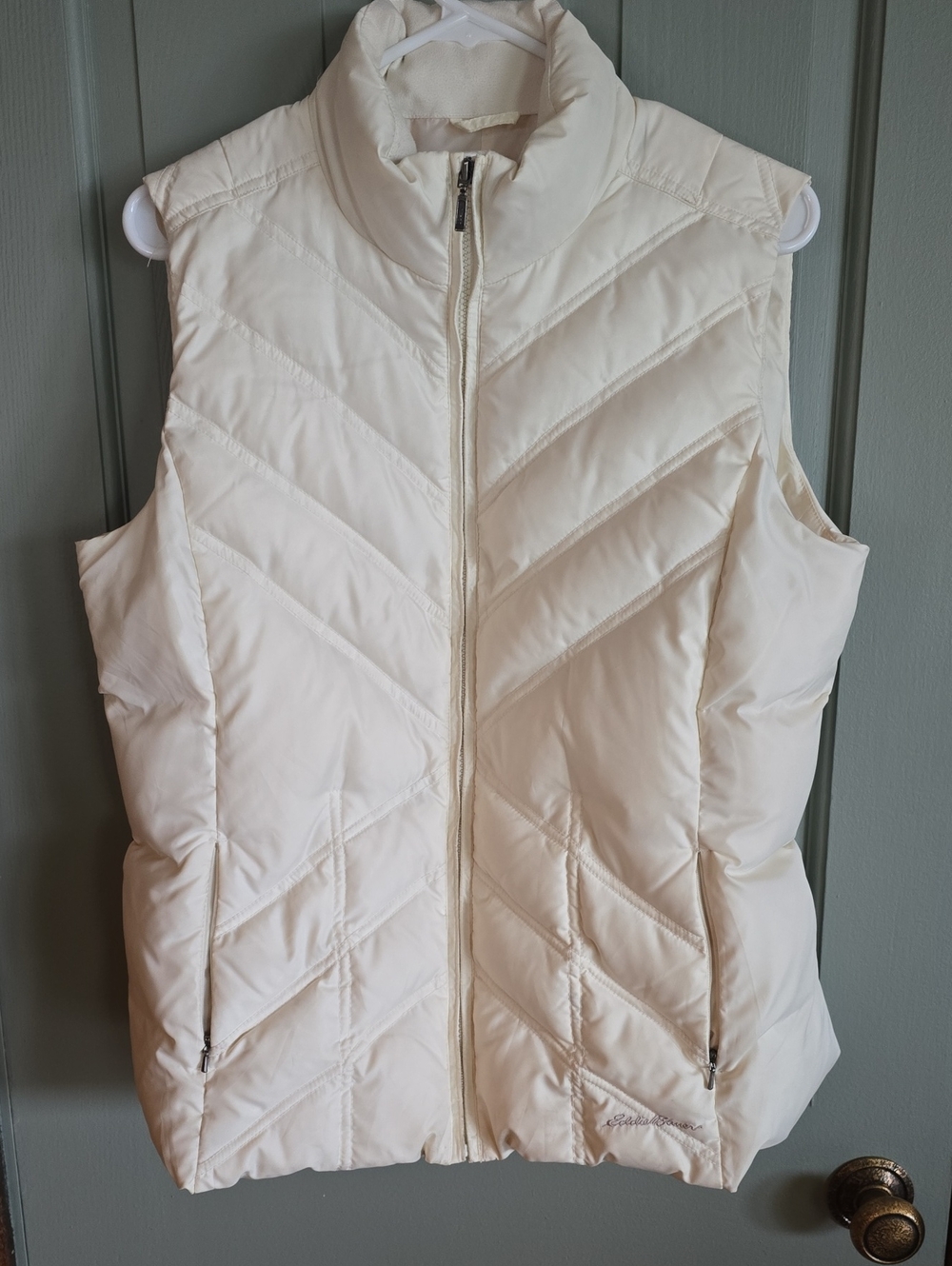 Eddie Bauer Cream Quilted Puffer Vest